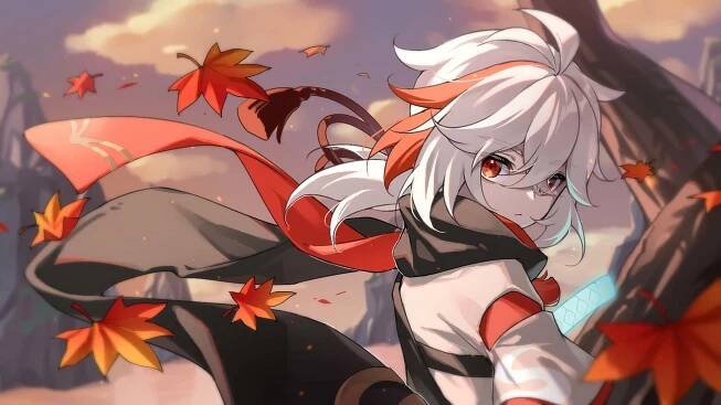 Kazuha Maple Leaves Genshin PFP Wallpaper