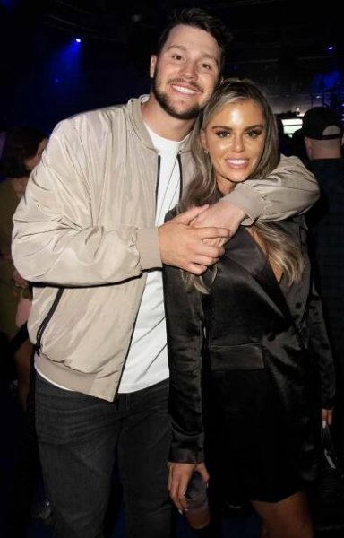 Josh Allen and Brittany Williams attend 'HOMECOMING WEEKEND' Hosted By The h.wood Group & REVOLVE on February 11, 2022 in Los Angeles, California