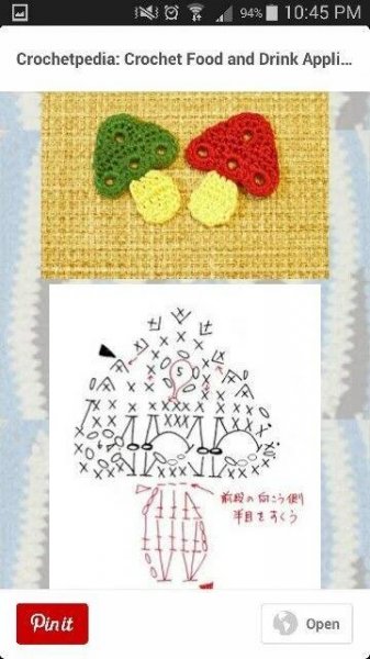 the screen is showing an image of crocheted food and drink appliance