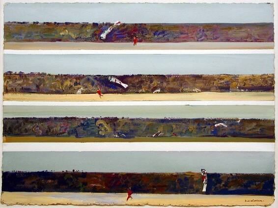 Fred Williams, Kite Flying, nd., Gouache, 60 x 79 cm. Latrobe Regional Gallery Collection.