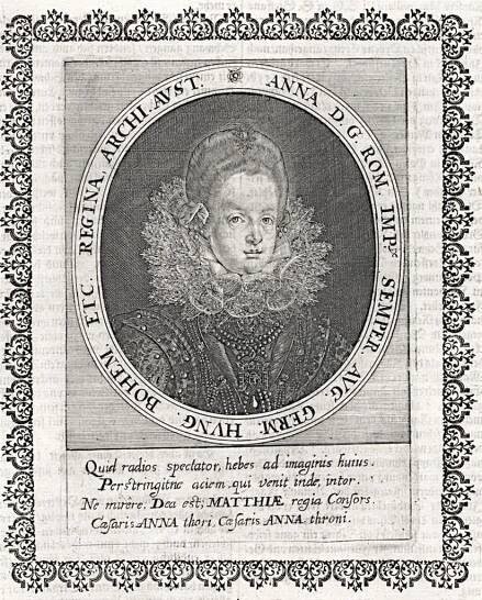 Anna Tyrolská, Merian, mědiryt, (1650)