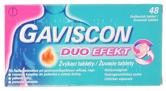 GAVISCON DUO EFEKT POR 250MG/106,5MG/187,5MG TBL MND 48