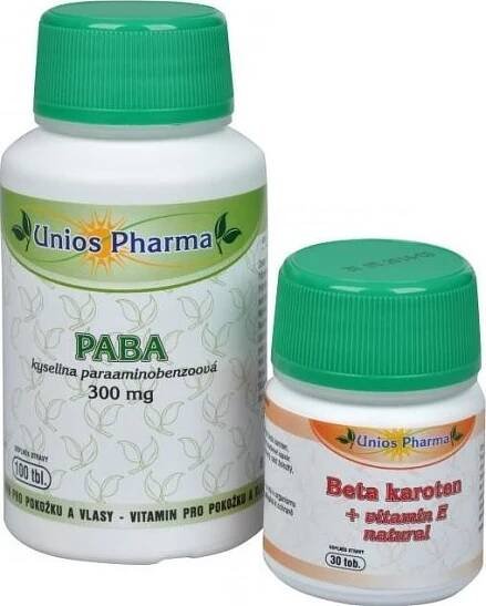 UNIOS pharma PABA 300 mg tbl. 100 + Beta karoten 30 tobolek od 210 Kč