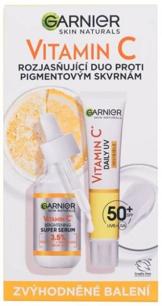 Garnier Skin Naturals Vitamin C denní pleťové sérum Skin Naturals Vitamin C Brightening Super Serum 30 ml + denní pleťový fluid Skin Naturals Vitamin C Daily UV Invisible SPF50 40 ml pro ženy
