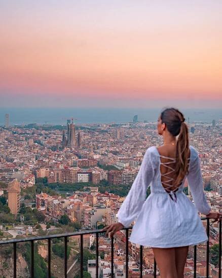 overlooking Barcelona during sunset, the best view from the bunkers Carmel in Barcelona