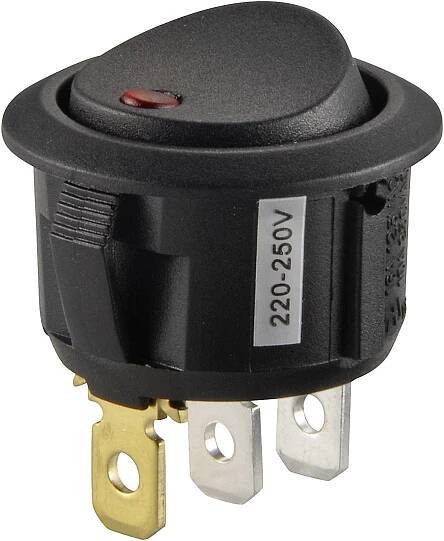 TRU COMPONENTS TC-R13-208B2-02 RD kolébkový spínač 250 V/AC 10 A 1x vyp/zap Barvy světla (LED svítidlo): červená s aretací 1 ks