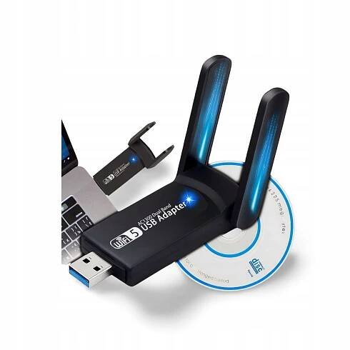 Síťová karta WiFi USB adaptér 3.0 5Ghz Dvě ANTÉNY Přijímač pro INTERNET Standard bezdrátového provozu 802.11ac (Wi-Fi 5) 802.11n (Wi-Fi 4) 802.11g 802.11b 802.11a