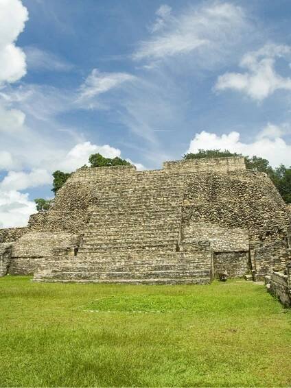 Tallest temple at Caracol Mayan ruins in Belize.