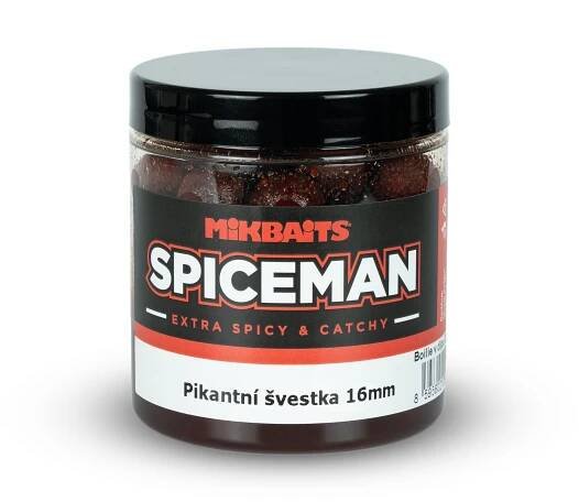 Mikbaits Boilies v dipu Spiceman Pikantní švestka 250 ml 16 mm