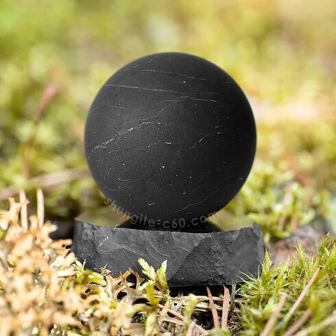 black crystal ball of shungite