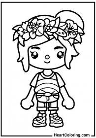 Girl with a flower wreath on her head - Toca Boca Coloring Pages