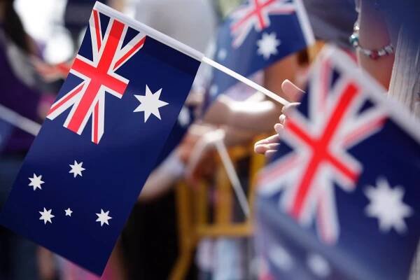 pochod australské vlajky - australská vlajka - stock snímky, obrázky a fotky