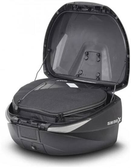 Vrchní kufr na motorku SHAD SH58X karbon (rozšiřitelný koncept) se zámkem PREMIUM