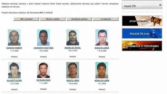 Seznam pohřešovaných osob lze naléz na servru Policie ČR.