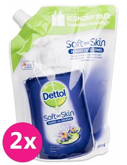 2x DETTOL Mýdlo tekuté Náhradní náplň Vůně moře 500 ml