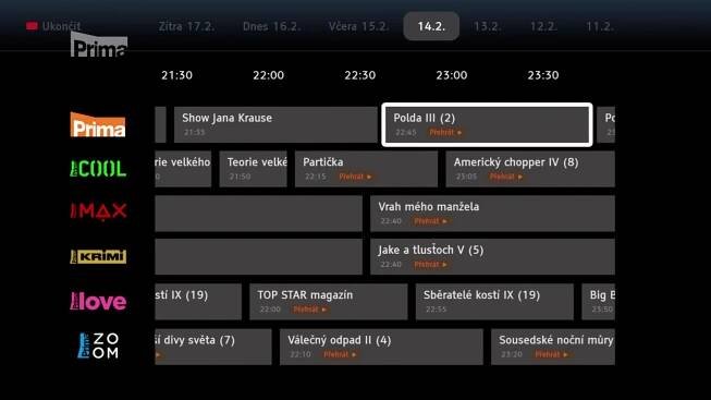 Menu HbbTV 2019: Červené tlačítko  4