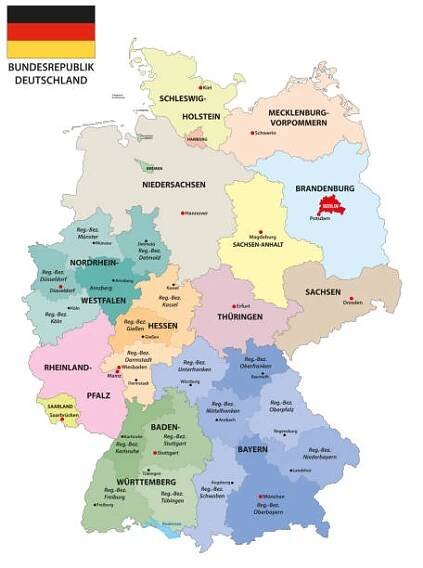mapa správního členění spolkové republiky německo - bádensko württembersko stock ilustrace