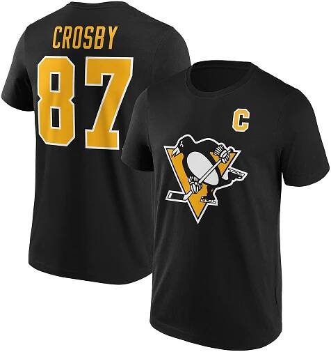 Pittsburgh Penguins Iconic Name & Number Graphic T-Shirt - Black - Sidney Crosby 87 - Mens, , rebel_hi-res