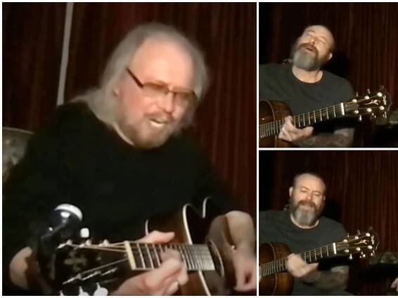 When Barry Gibb and son Stephen sang incredible acoustic duet of Bee Gees' Words and Stayin' Alive