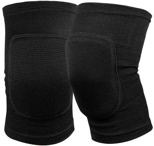 Heavy-Duty Sponge Knee Pads for Volleyball, Soccer, and Skating - Black Polyester with Slip-On Closure, Outdoor Sports