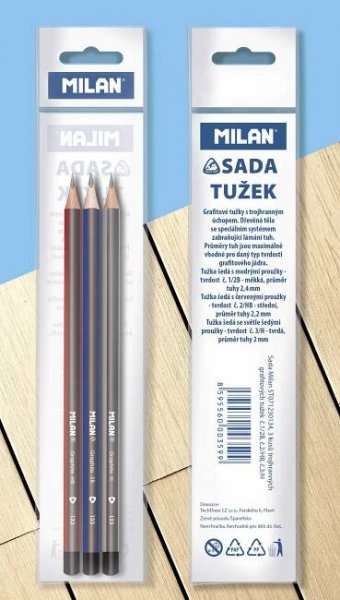 MILAN 2B, HB, H, trojhranná - balení 3 ks