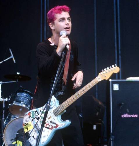Billie Joe Armstrong of Green Day performs during Lollapalooza at Shoreline Amphitheatre on August 28, 1994 in Mountain View, California