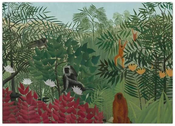 Obraz - Henri Rousseau, Tropical Forest with Monkeys, reprodukce (V025282V12080)