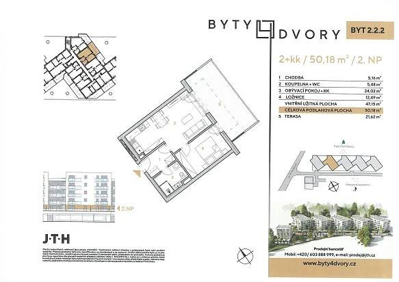 Byt 2+kk s terasou BYTY 4 DVORY, České Budějovice – N04047