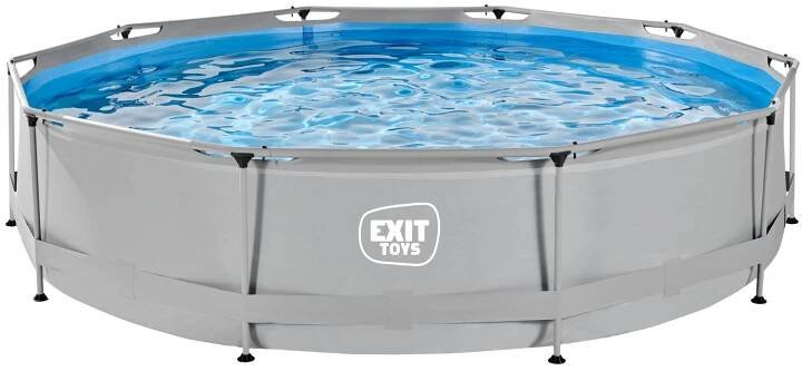 EXIT Soft Grey Pool, runder Stahlrahmenpool ø 360 cm mit Filterpumpe.