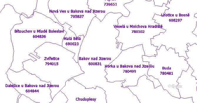 Katastrální mapa Bakov nad Jizerou