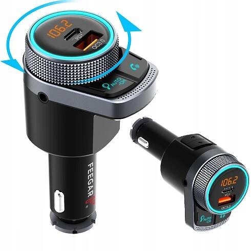 Feegar QC3.0 38W AutoSearch AUX FM vysílač Napájení zásuvka autozapalovače 12 V zásuvka autozapalovače 24 V