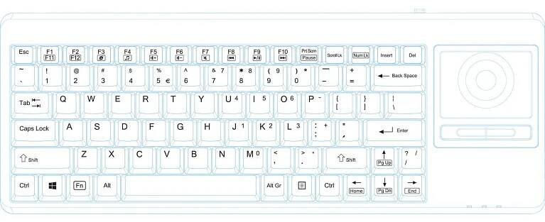 Perixx PERIBOARD-514 H PLUS USB klávesnice US anglická, QWERTY černá integrovaný trackball, tlačítka myši, USB konektor