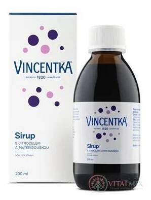 VINCENTKA SIRUP s jitrocelem a mateřídouškou 200 ml