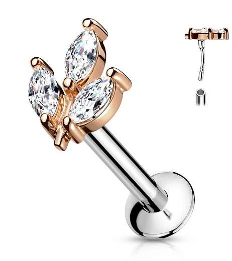 Šperky4U Piercing do brady - lísteček - LB1085-1208-RDC