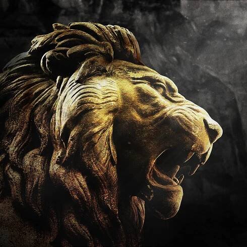Gold Stone Lion