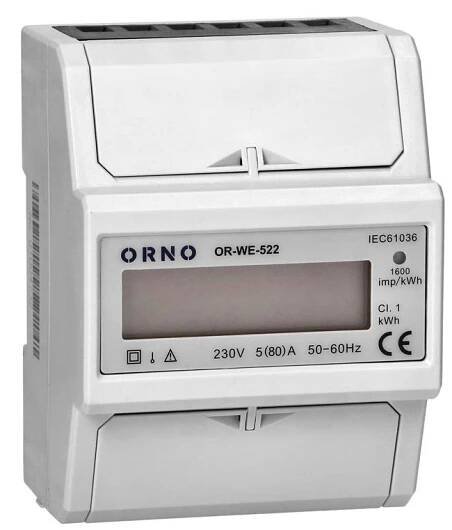 Elektroměr 1F na DIN lištu digitální ORNO OR-WE-522 80A 3 moduly | AtosElektro.cz