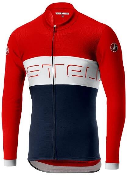CASTELLI Cyklistický dres s dlouhým rukávem letní - PROLOGO VI SUMMER - modrá/červená/béžová