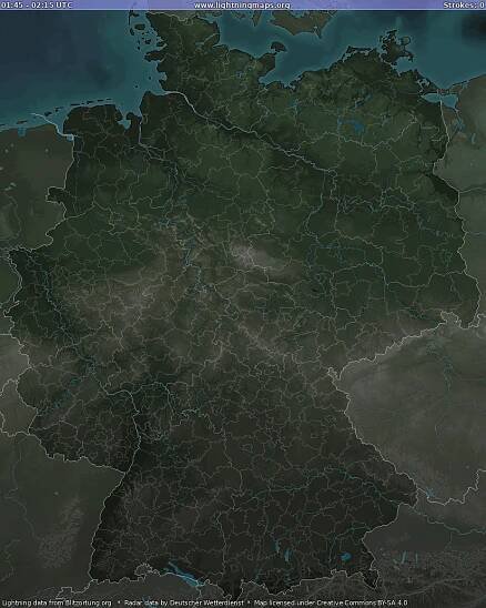 Mapa blesků Germany Radar 03.09.2025 15:06:41 UTC
