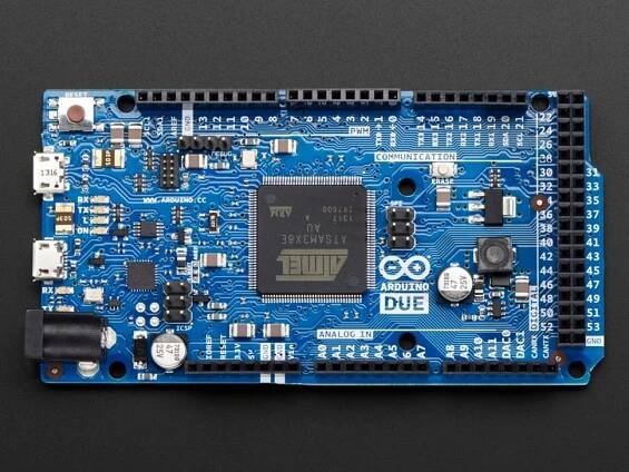 Top down detail of Arduino showing components