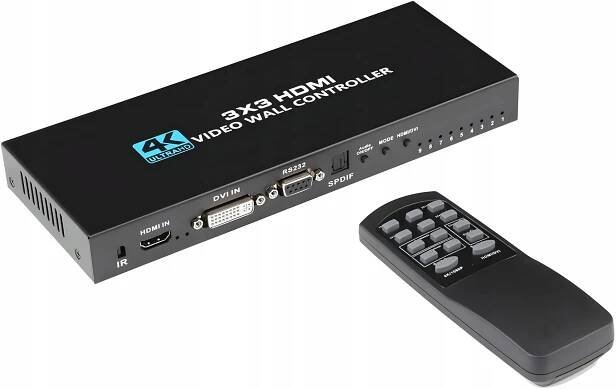 NÁSTĚNNÝ KONTORLER VIDEO WALL HDMI 3X3 ROZBOČOVAČ MATRICE 9 OBRAZOVEK - Allegro