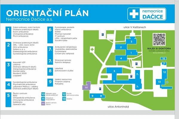 Mapa areálu | Nemocnice Dačice, a.s.