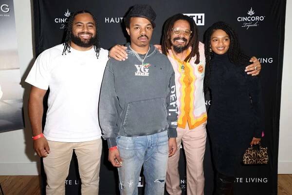 YG Marley, Nico Marley, Rohan Marley, and Selah Marley during the Haute Living Ronnie Fieg celebration dinner on December 6, 2024 in Miami, Florida.