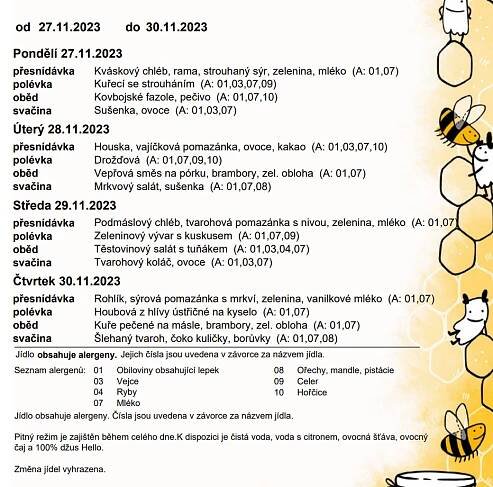 Jídelníček 27.11.-30.11.2023 | 