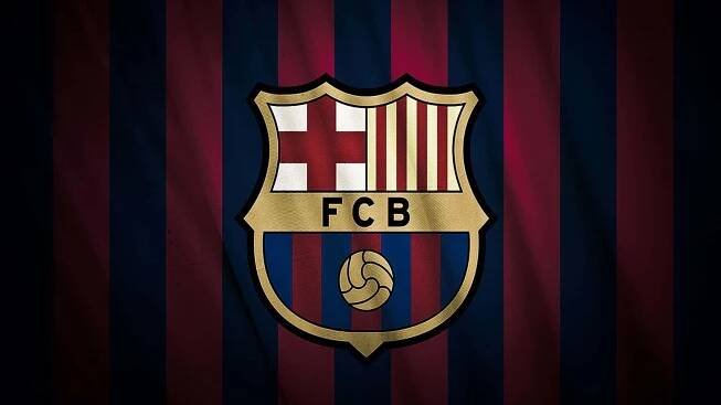 FC Barcelona Logo Stamped On Flag Desktop Wallpaper