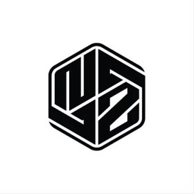 NZ Letter Logo monogram šestiúhelník tvar s ozdobou abstraktní izolované obrys design šablony — Stock obrázek