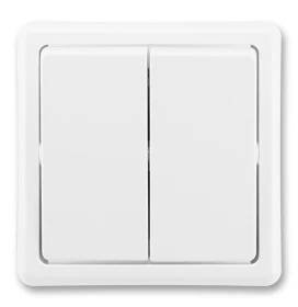Spínač řazení 6+6, přepínač střídavý dvojitý, 3553-52289 B1, ABB, Classic, bílá