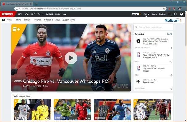 A screenshot of an ESPN+ soccer game.