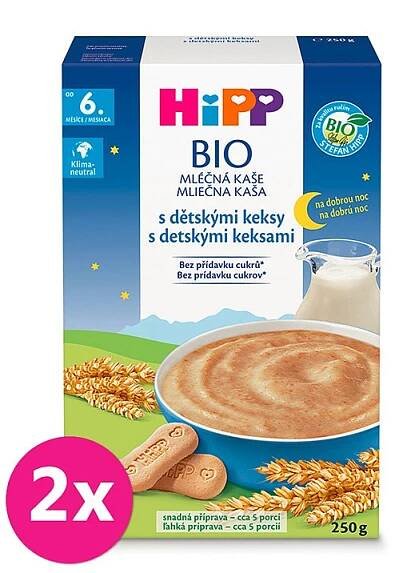 2x HiPP BIO Kaše mléčná na dobrou noc s dětskými keksy od 6. měsíce 250g