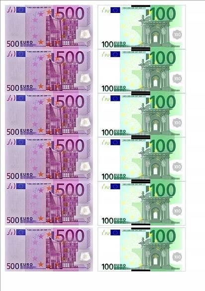 Poplatek dort CUKROVÝ euro bankovky a4