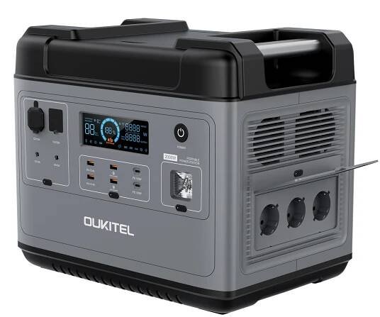 OUKITEL P2001E 2000 W Tragbares Kraftwerk 2000 Wh/51,2 V 625000 mAh Sicheres LiFePO4 PD100 W QC3.0 Solargenerator Leistung 2000 W Reine Sinusbatterie Kraftwerk für Zuhause Outdoor Camping Notstromversorgung USV mit Beleuchtung-EU-Stecker